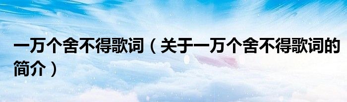 一萬個舍不得歌詞（關于一萬個舍不得歌詞的簡介）