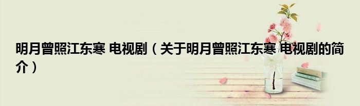 明月曾照江東寒 電視劇（關于明月曾照江東寒 電視劇的簡介）
