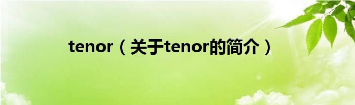 tenor（關于tenor的簡介）