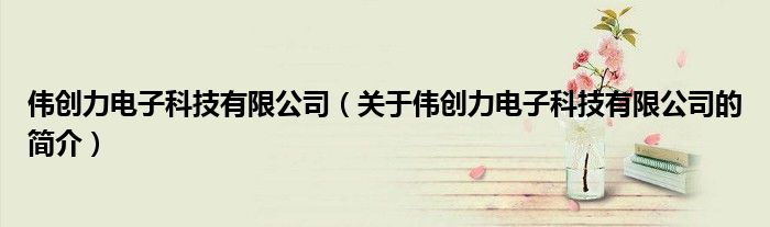 偉創力電子科技有限公司（關于偉創力電子科技有限公司的簡介）