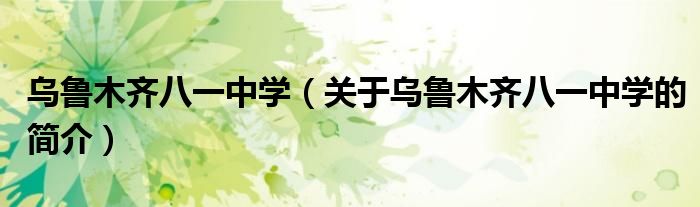 烏魯木齊八一中學（關于烏魯木齊八一中學的簡介）
