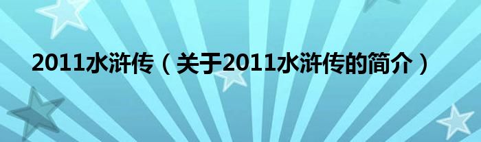 2011水滸傳（關于2011水滸傳的簡介）