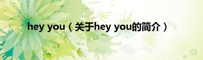 hey you（關(guān)于hey you的簡介）