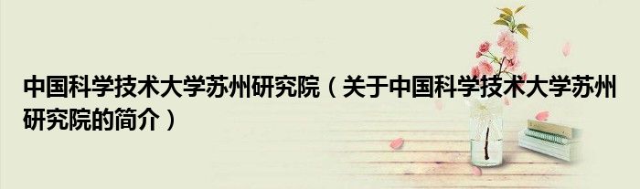 中國科學技術大學蘇州研究院（關于中國科學技術大學蘇州研究院的簡介）