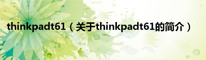 thinkpadt61（關于thinkpadt61的簡介）