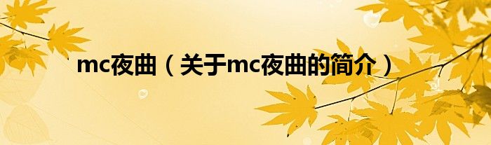 mc夜曲（關于mc夜曲的簡介）