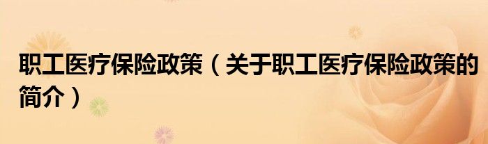 職工醫療保險政策（關于職工醫療保險政策的簡介）