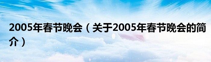 2005年春節晚會（關于2005年春節晚會的簡介）