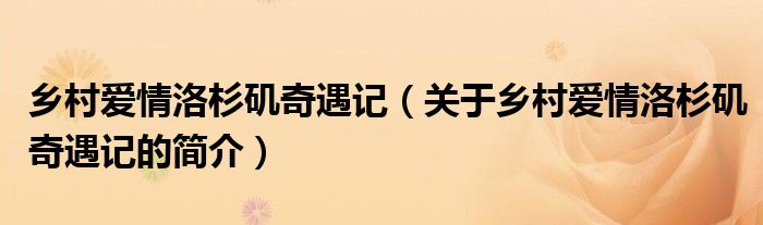 鄉村愛情洛杉磯奇遇記（關于鄉村愛情洛杉磯奇遇記的簡介）