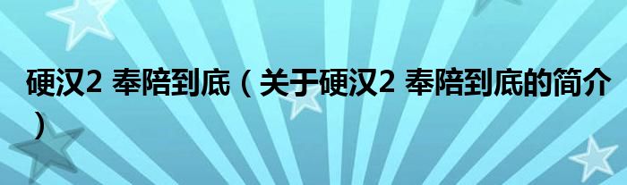 硬漢2 奉陪到底（關于硬漢2 奉陪到底的簡介）
