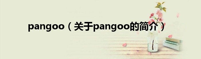 pangoo（關于pangoo的簡介）