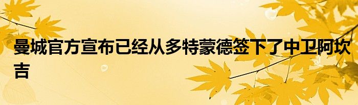 曼城官方宣布已經從多特蒙德簽下了中衛阿坎吉
