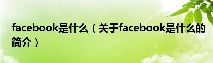 facebook是什么（關于facebook是什么的簡介）