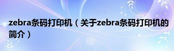 zebra條碼打印機（關于zebra條碼打印機的簡介）