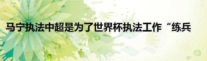 馬寧執法中超是為了世界杯執法工作“練兵