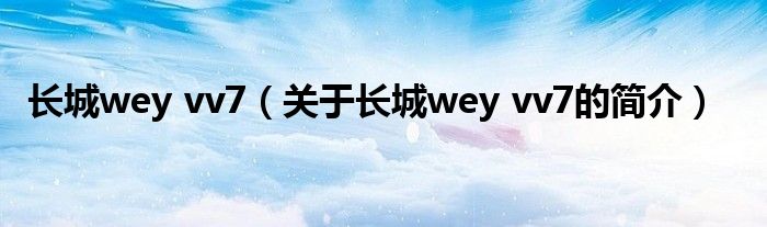 長城wey vv7（關于長城wey vv7的簡介）