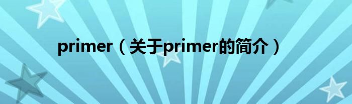 primer（關于primer的簡介）