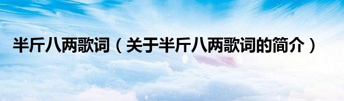半斤八兩歌詞（關于半斤八兩歌詞的簡介）