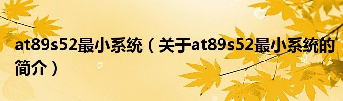 at89s52最小系統（關于at89s52最小系統的簡介）