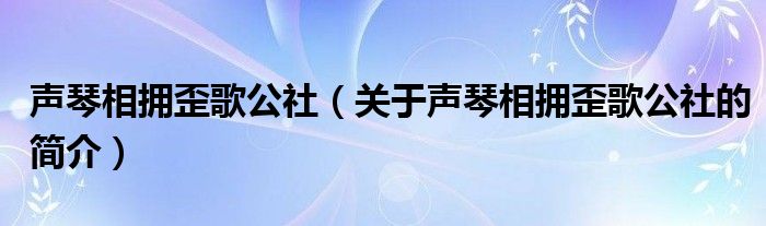 聲琴相擁歪歌公社（關于聲琴相擁歪歌公社的簡介）
