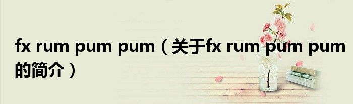 fx rum pum pum（關于fx rum pum pum的簡介）