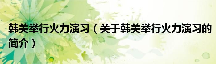 韓美舉行火力演習(xí)（關(guān)于韓美舉行火力演習(xí)的簡介）