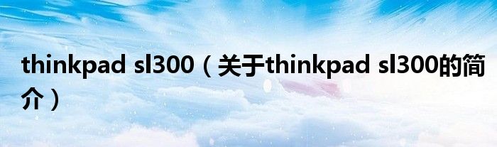 thinkpad sl300（關于thinkpad sl300的簡介）