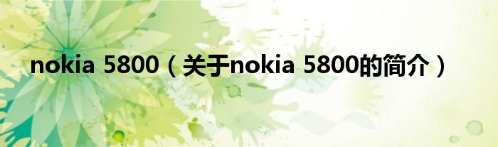 nokia 5800（關于nokia 5800的簡介）