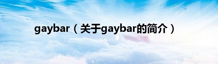 gaybar（關于gaybar的簡介）