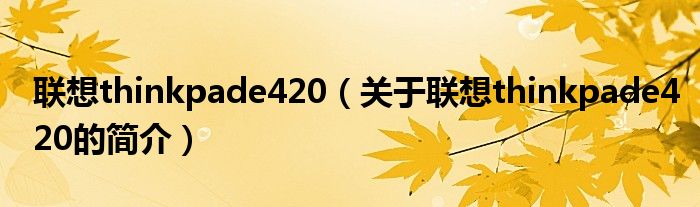 聯想thinkpade420（關于聯想thinkpade420的簡介）