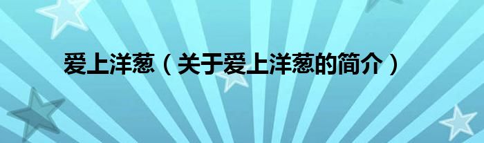 愛上洋蔥（關于愛上洋蔥的簡介）