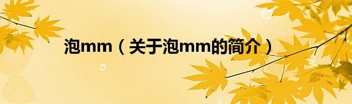 泡mm（關于泡mm的簡介）