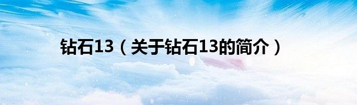 鉆石13（關于鉆石13的簡介）