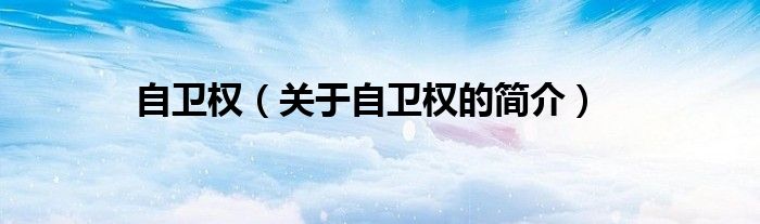 自衛權（關于自衛權的簡介）