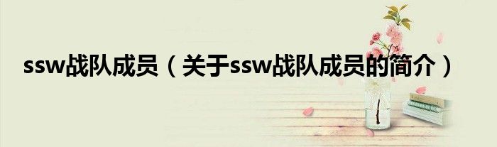 ssw戰隊成員（關于ssw戰隊成員的簡介）
