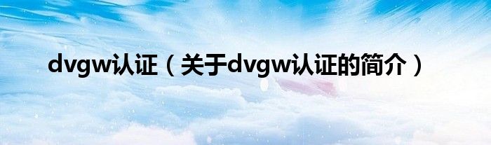 dvgw認證（關于dvgw認證的簡介）