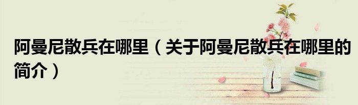 阿曼尼散兵在哪里（關于阿曼尼散兵在哪里的簡介）