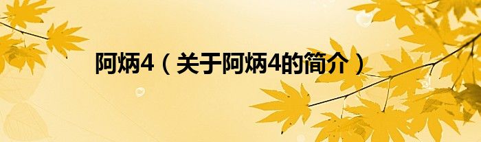 阿炳4（關于阿炳4的簡介）
