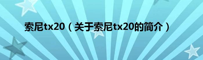 索尼tx20（關于索尼tx20的簡介）