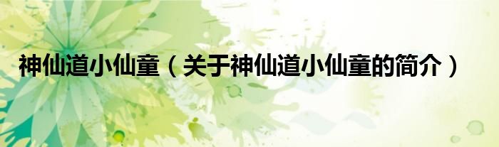 神仙道小仙童（關于神仙道小仙童的簡介）