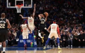 NBA常規賽76人主場121-109戰勝老鷹